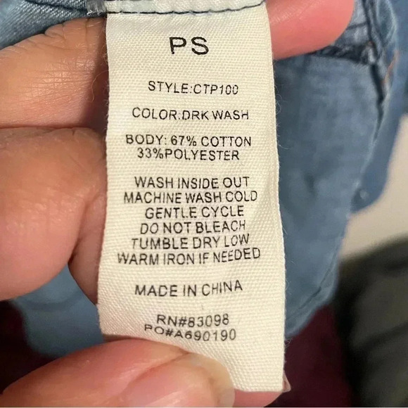 Cavalini denim collection embroidered roses button‎ down shirt size Small - Picture 5 of 5